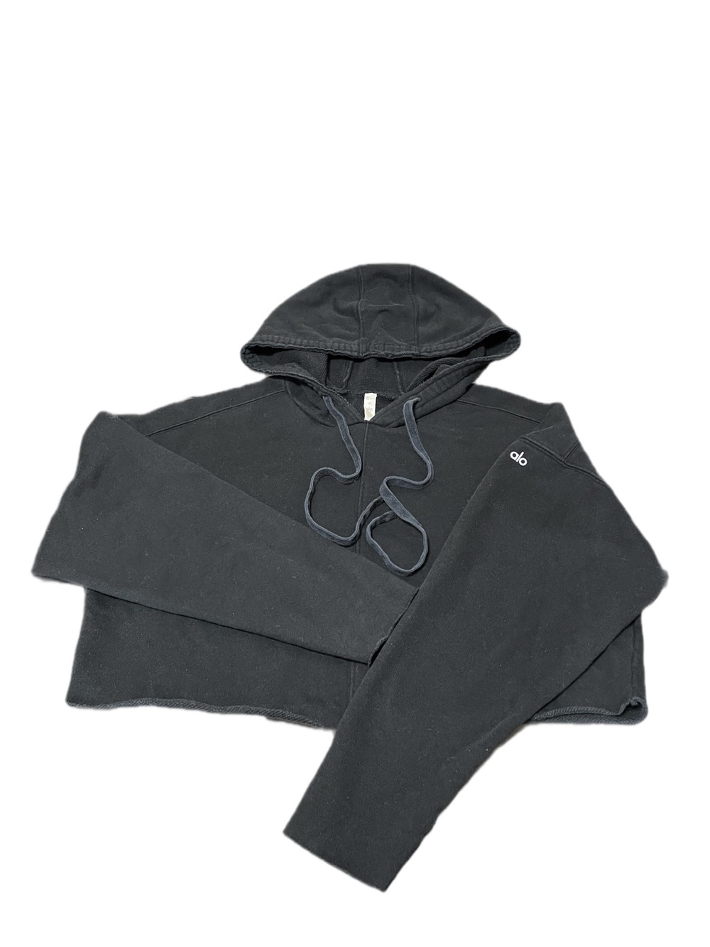 Alo Women's Black Crop Top Hoodie, Size M